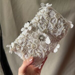 Pink Lily Ivory Bead and Crystal Clutch
